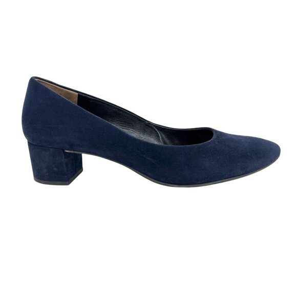 Paul Green Navy Blue Suede Low Block Heel Pumps Size 10.5 - Picture 1 of 14